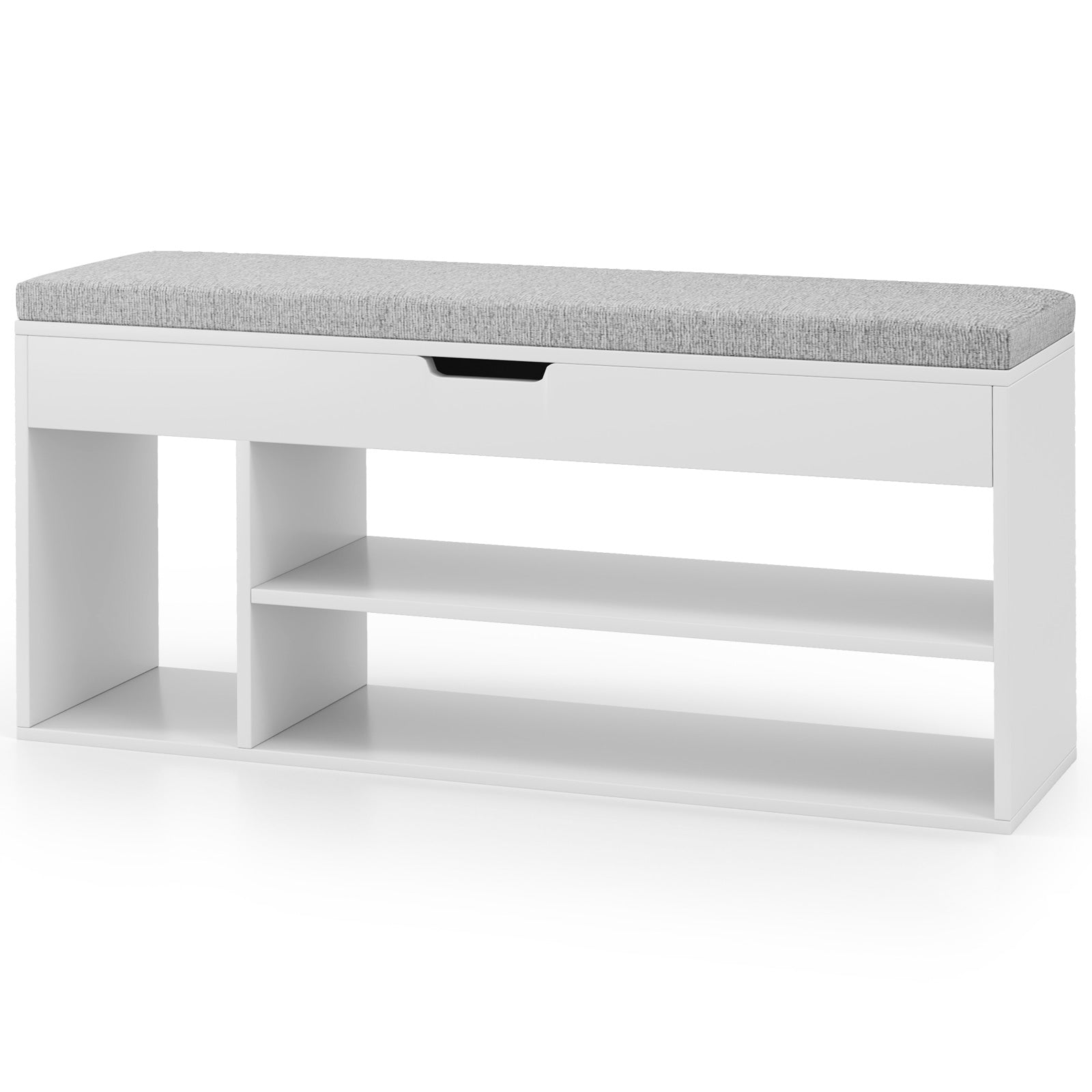 Shoe Bench with Padded Seat and Hidden Storage Home Entryway Shoes rack-White
