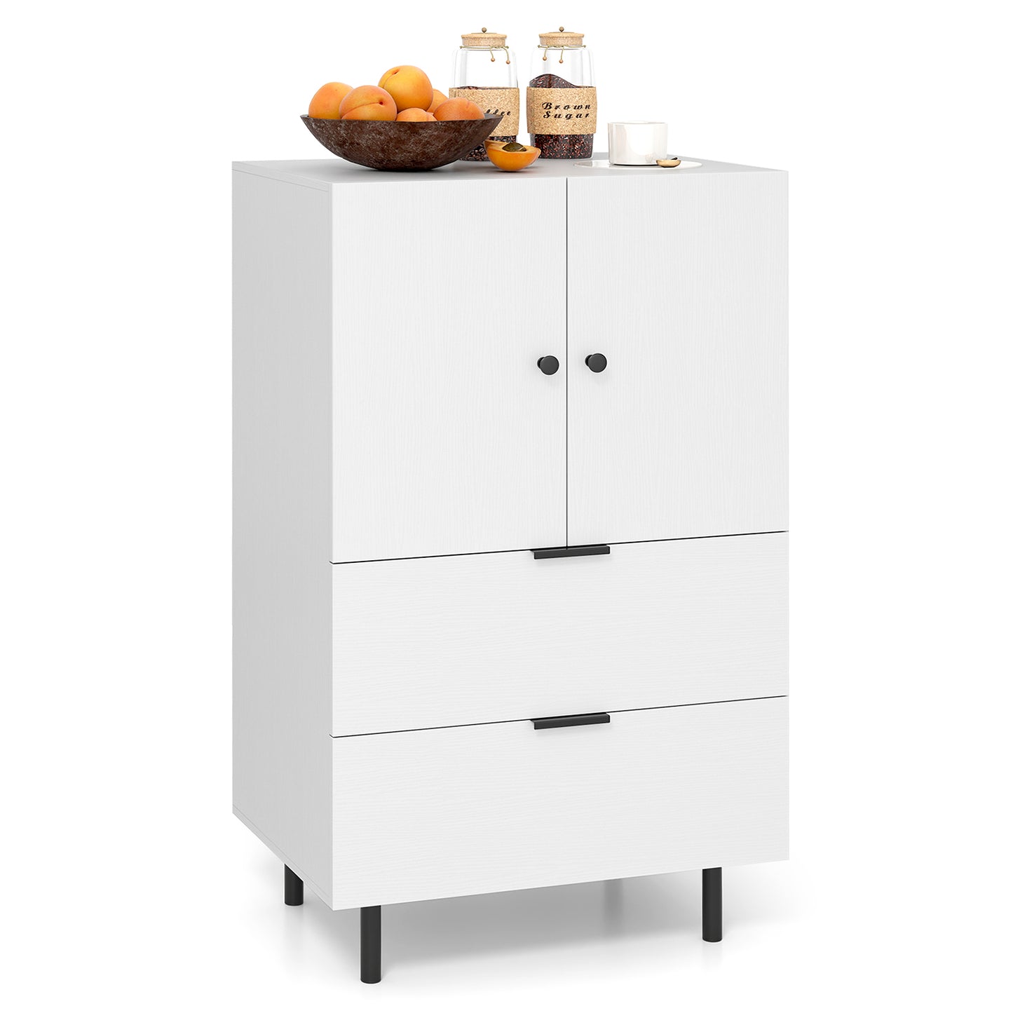 Sideboard Buffet Cabinet with Drawers and Storage Cabinet-White
