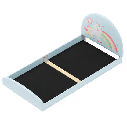 Single Floor Bed Frame Upholstered Twin Size Kids Floor Bed for 3+ Kids-Blue