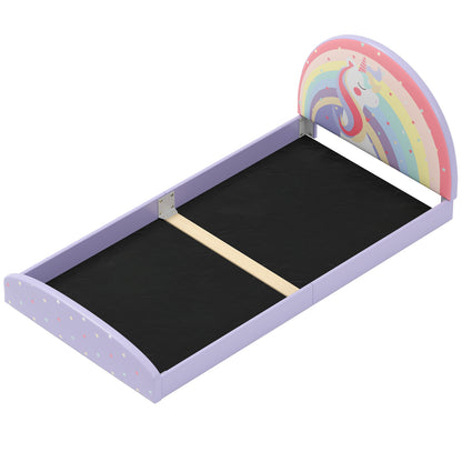 Single Floor Bed Frame Upholstered Twin Size Kids Floor Bed for 3+ Kids-Purple