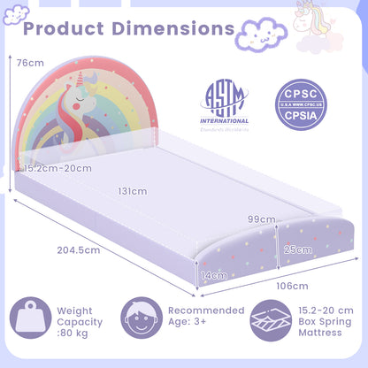 Single Floor Bed Frame Upholstered Twin Size Kids Floor Bed for 3+ Kids-Purple