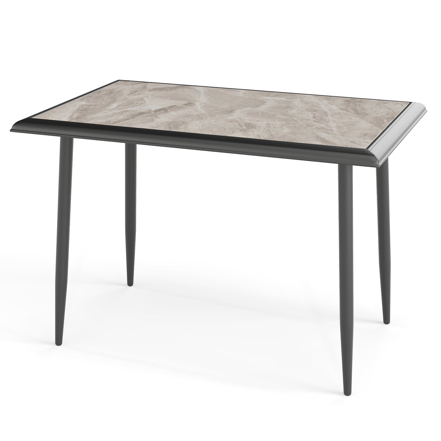 Sintered Stone Dining Table Rectangular Kitchen Table with Metal Frame-Grey