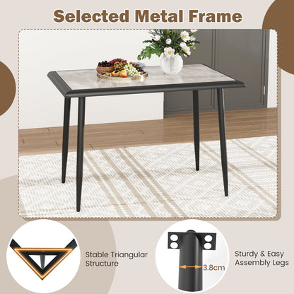 Sintered Stone Dining Table Rectangular Kitchen Table with Metal Frame-Grey
