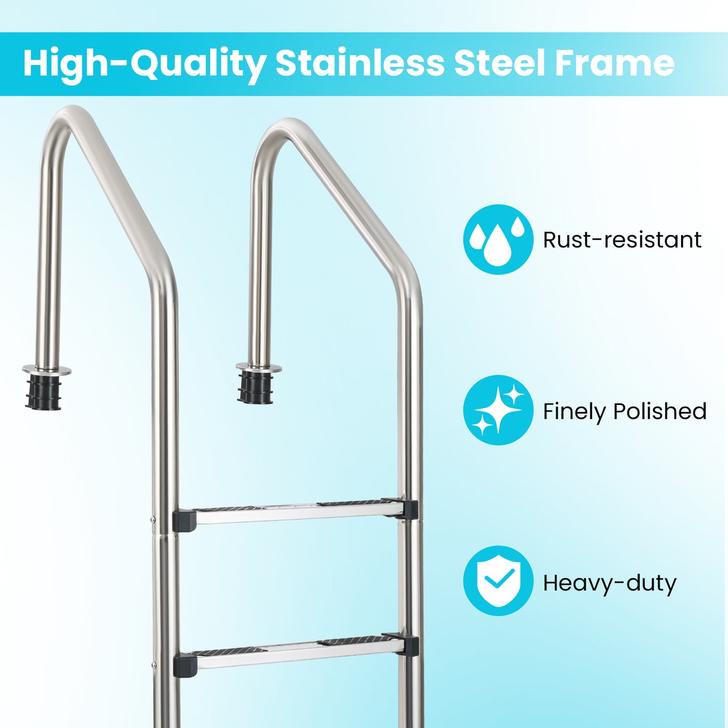 Stainless Steel Inground Pool Ladder with 4 Non-slip Steps
