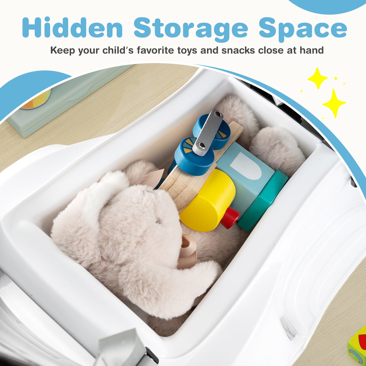 3 in 1 Push Car Stroller Sliding Walking Car with Hor forn Toddler -White
