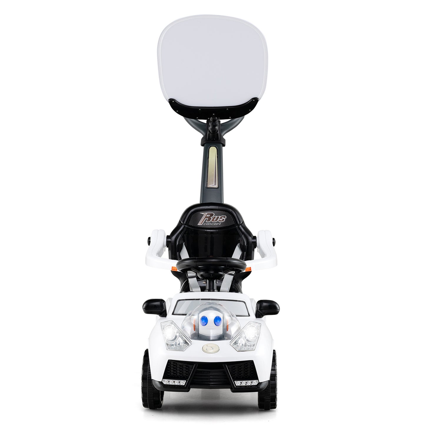 3 in 1 Push Car Stroller Sliding Walking Car with Hor forn Toddler -White