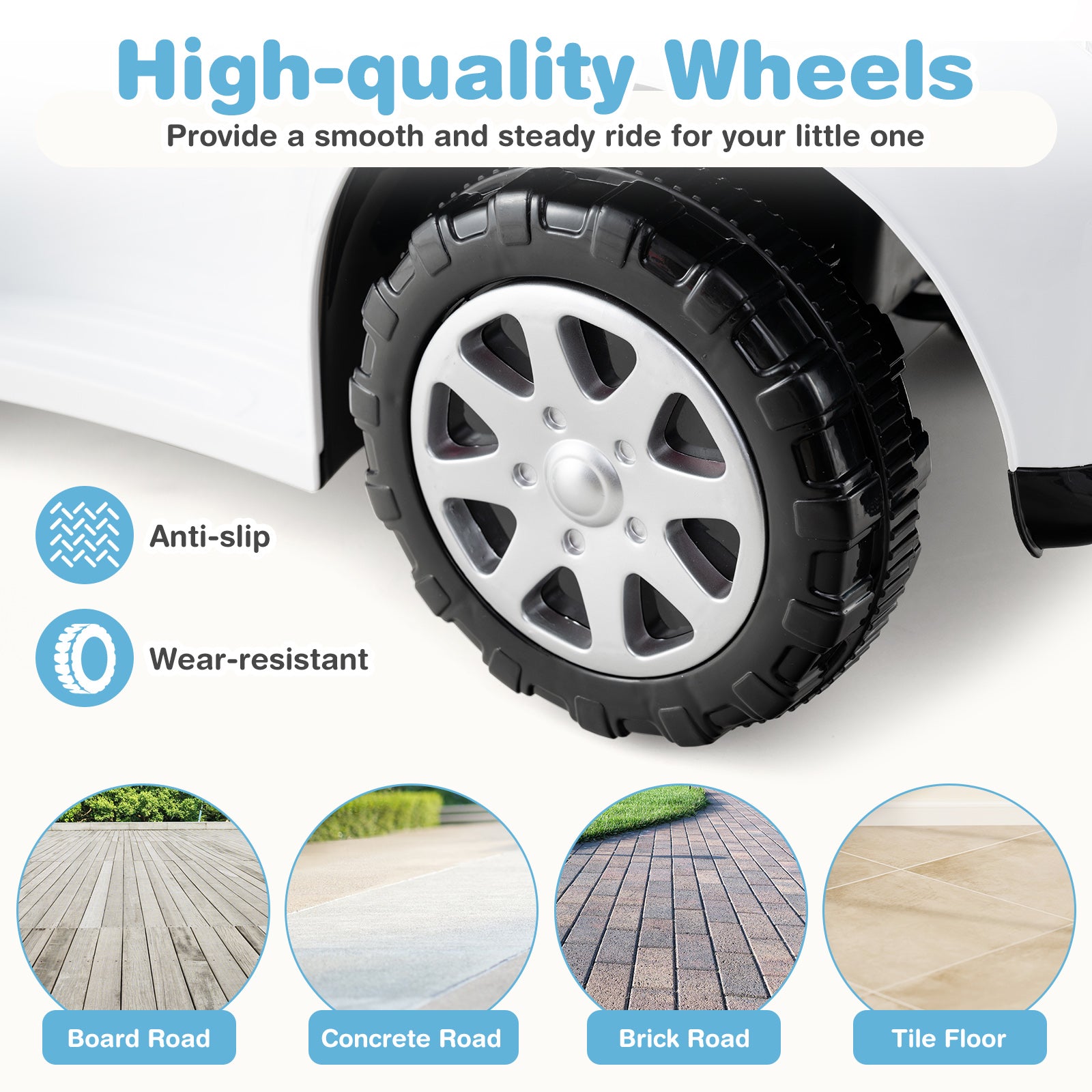 3 in 1 Push Car Stroller Sliding Walking Car with Hor forn Toddler -White