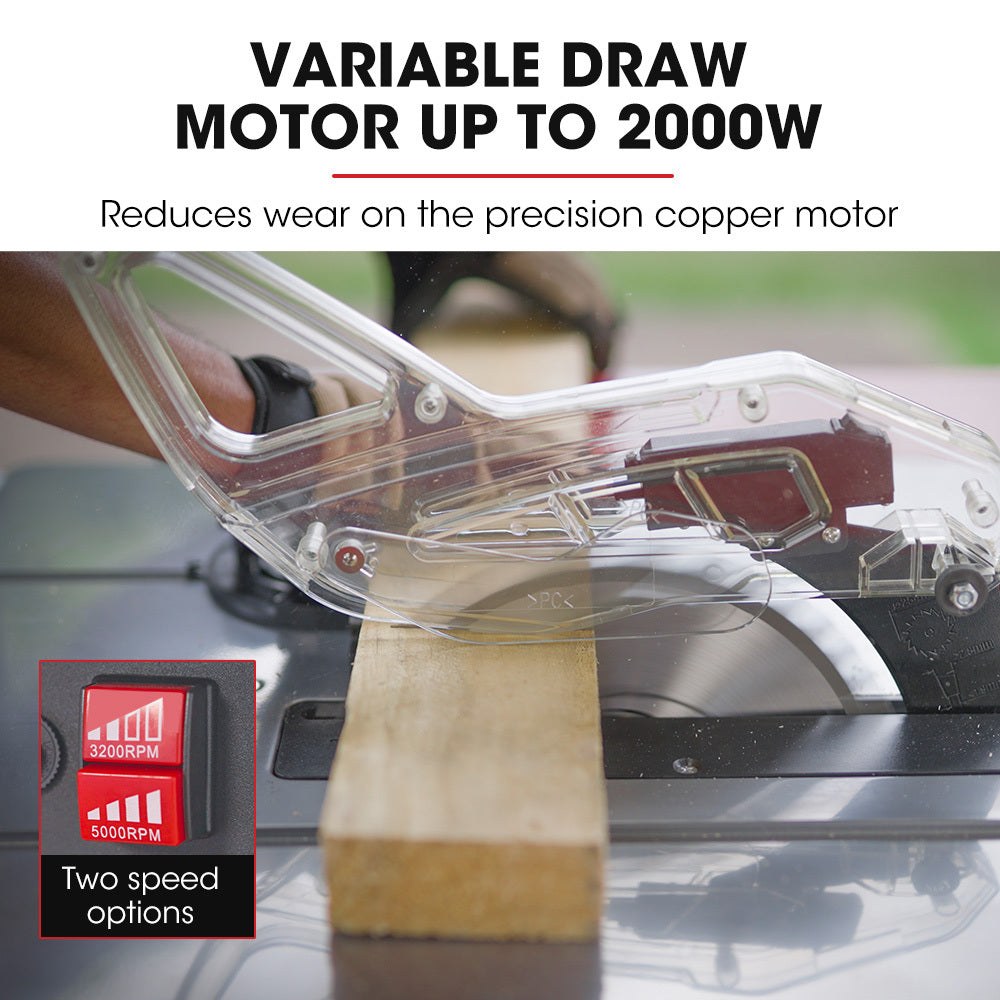2000W 0.25m Table Saw with Stand & Laser Guide, Adjustable Blade & Fence