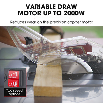 2000W 0.25m Table Saw with Stand & Laser Guide, Adjustable Blade & Fence