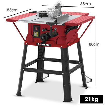 2000W 0.25m Table Saw with Stand & Laser Guide, Adjustable Blade & Fence