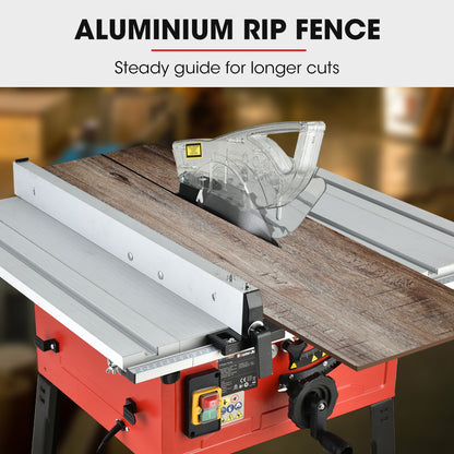 2000W 0.25m Table Saw with Stand, Extendable Deck, Laser Guide