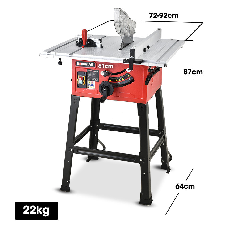 2000W 0.25m Table Saw with Stand, Extendable Deck, Laser Guide