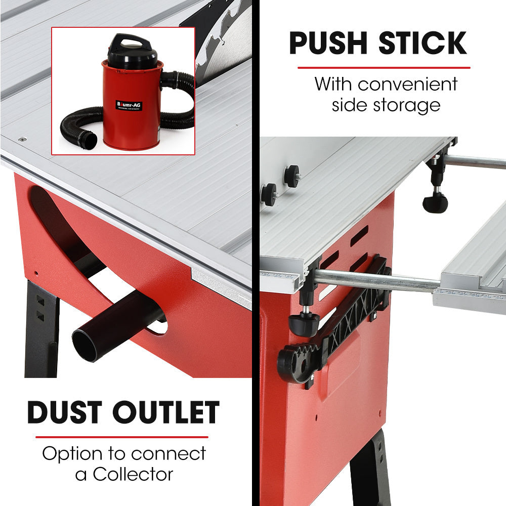 2000W 0.25m Table Saw with Stand, Extendable Deck, Laser Guide