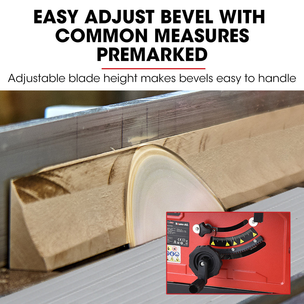 2000W 0.25m Table Saw with Stand, Extendable Deck, Laser Guide