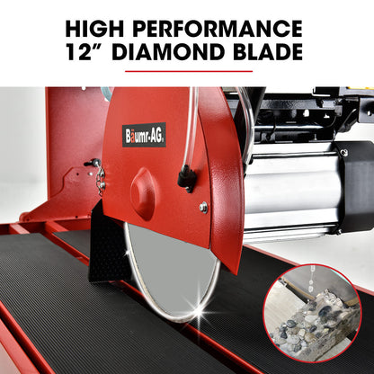 1500W Electric Tile Saw Cutter with 0.3m Blade & 0.92m Cutting Length, Portable