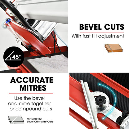 1500W Electric Tile Saw Cutter with 0.3m Blade & 0.92m Cutting Length, Portable