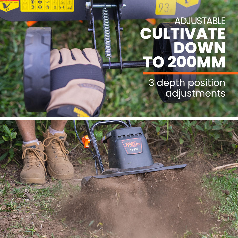 Electric Garden Tiller & Cultivator, 1400W, Adjustable Depth, 6 Tines, 0.15m Wheels
