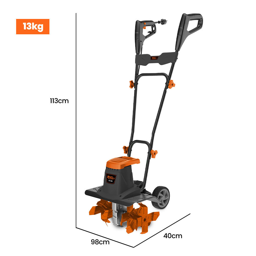 Electric Garden Tiller & Cultivator, 1400W, Adjustable Depth, 6 Tines, 0.15m Wheels