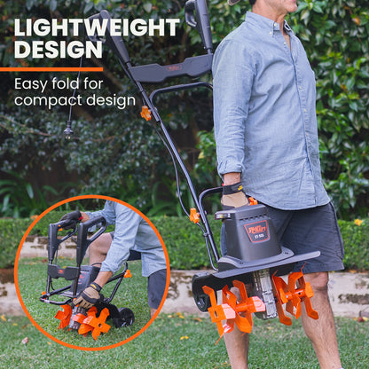 Electric Garden Tiller & Cultivator, 1400W, Adjustable Depth, 6 Tines, 0.15m Wheels
