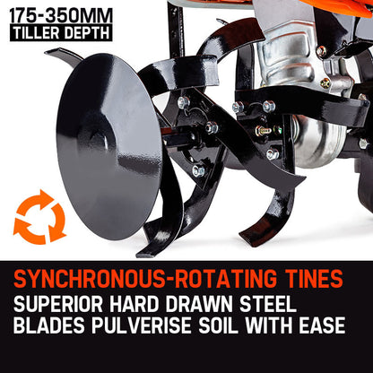 7HP Self-Propelled Cultivator Tiller & Plougher with 0.8m Scope, 350mm Depth
