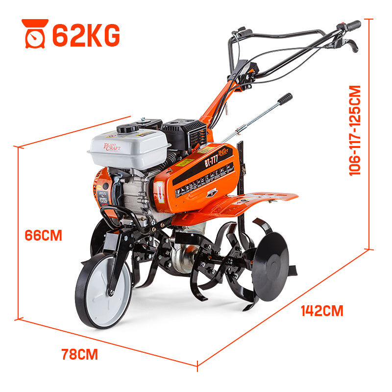 7HP Self-Propelled Cultivator Tiller & Plougher with 0.8m Scope, 350mm Depth