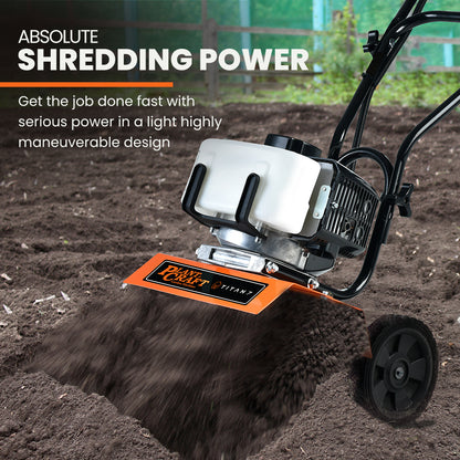 Titan 7: 52cc 2-Stroke Petrol Cultivator Tiller with 0.25m Tilling Width