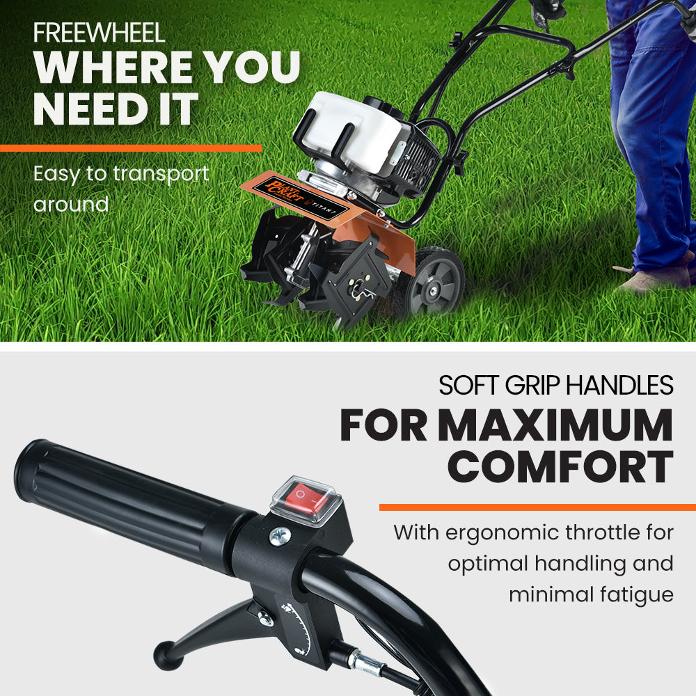 Titan 7: 52cc 2-Stroke Petrol Cultivator Tiller with 0.25m Tilling Width