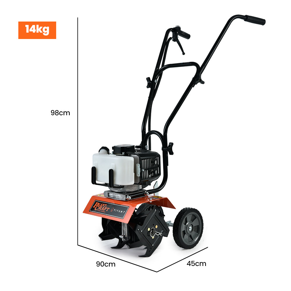 Titan 7: 52cc 2-Stroke Petrol Cultivator Tiller with 0.25m Tilling Width