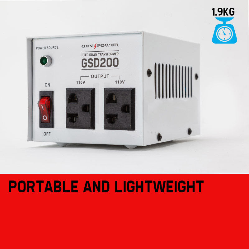 200W Solid State Step Down Transformer 240V to 110V Converter for Appliances