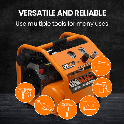 1.1kW 6L Silent Oil-Free Portable Electric Air Compressor, 17kg, 0.15m