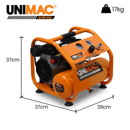 1.1kW 6L Silent Oil-Free Portable Electric Air Compressor, 17kg, 0.15m