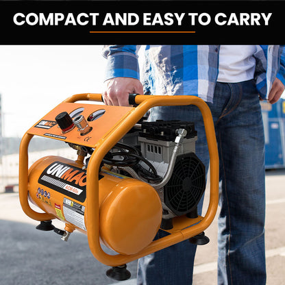1.1kW 6L Silent Oil-Free Portable Electric Air Compressor, 17kg, 0.15m