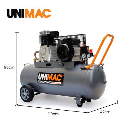 100L Industrial Air Compressor, 2.6kW, 370L/min, 116PSI, Brushless Motor