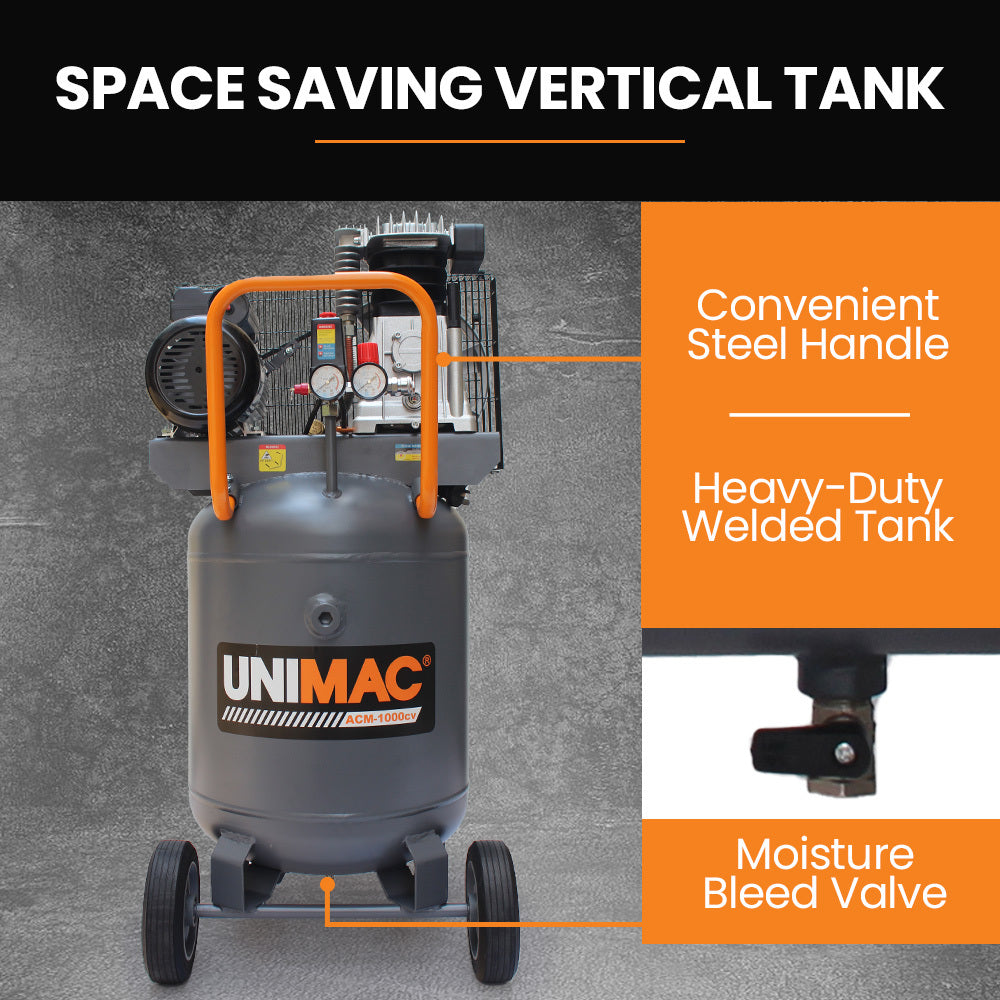 Industrial Air Compressor 100L, 2.6kW, 370L/min, 116PSI, Brushless Motor