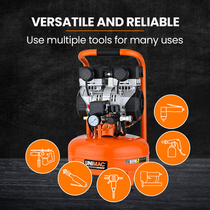 15L Portable Oil-Free Air Compressor, 1.1kW, 0.38m Tank, 19kg, 116PSI