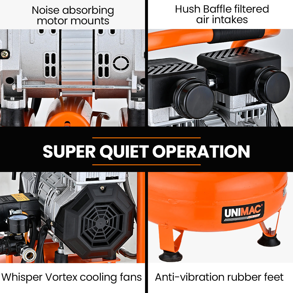 15L Portable Oil-Free Air Compressor, 1.1kW, 0.38m Tank, 19kg, 116PSI