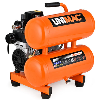16L Twin Tank Portable Air Compressor, 116PSI, Silent Oil-Free, 1.1HP Motor