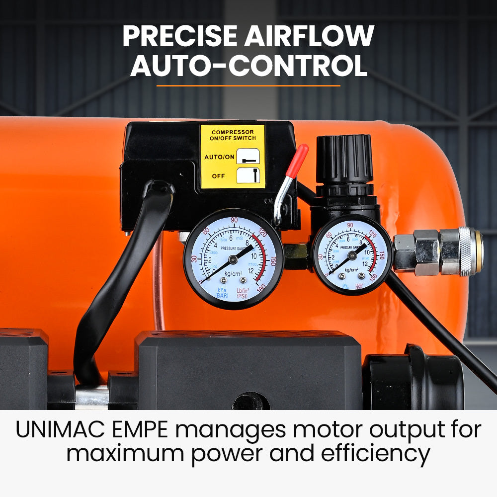 16L Twin Tank Portable Air Compressor, 116PSI, Silent Oil-Free, 1.1HP Motor