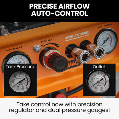 16L Silent Electric Air Compressor, 116PSI, Portable with Wheels & Handle