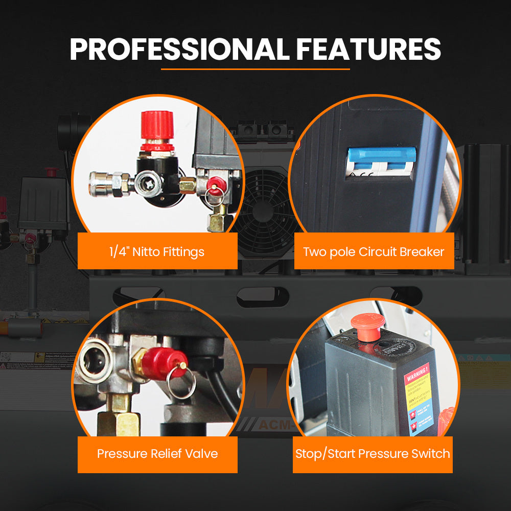 100L Oil-Free Air Compressor with 4.5 HP, Quiet Operation, and Dual Outlets
