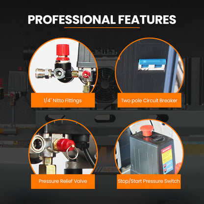 100L Oil-Free Air Compressor with 4.5 HP, Quiet Operation, and Dual Outlets