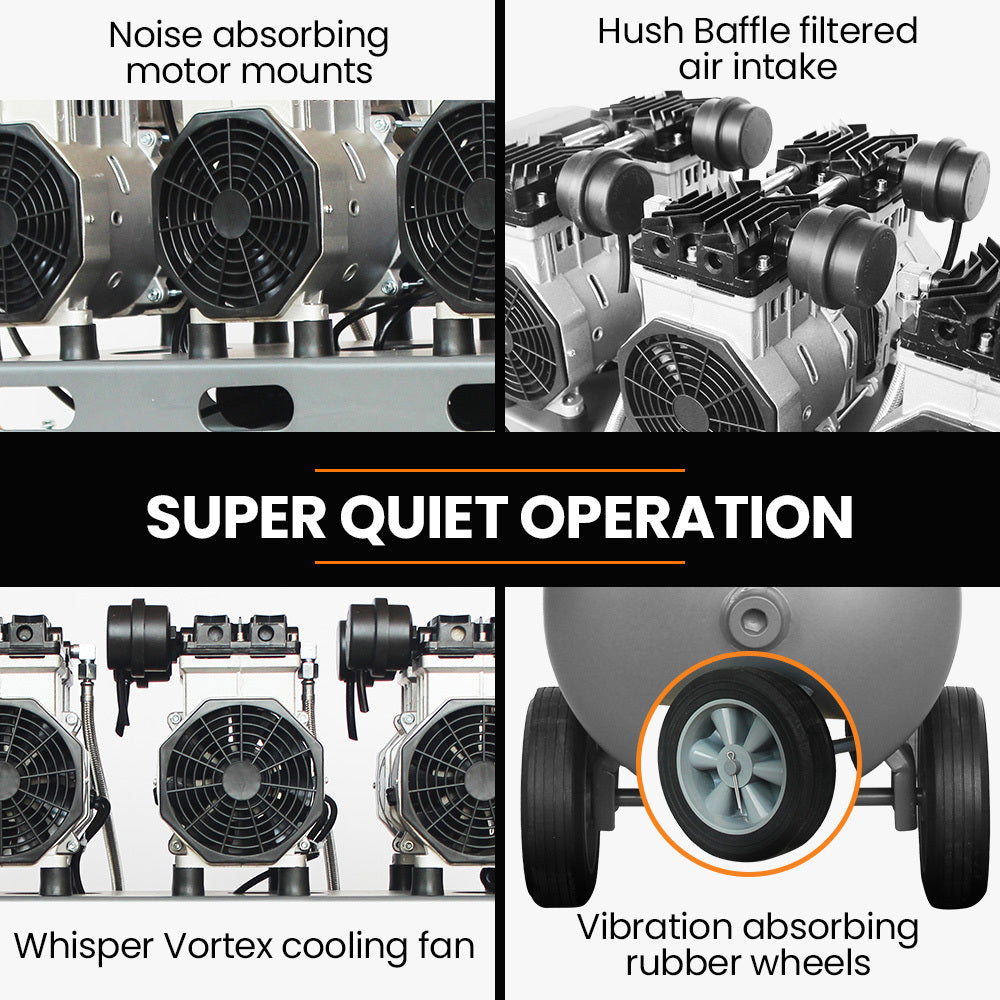 100L Oil-Free Air Compressor with 4.5 HP, Quiet Operation, and Dual Outlets