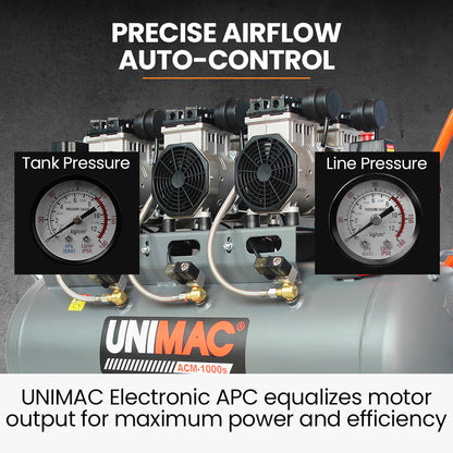 100L Oil-Free Air Compressor with 4.5 HP, Quiet Operation, and Dual Outlets