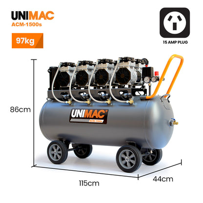150L Ultra-Quiet Oil-Free Electric Air Compressor with Quad Motor, 4.5 HP