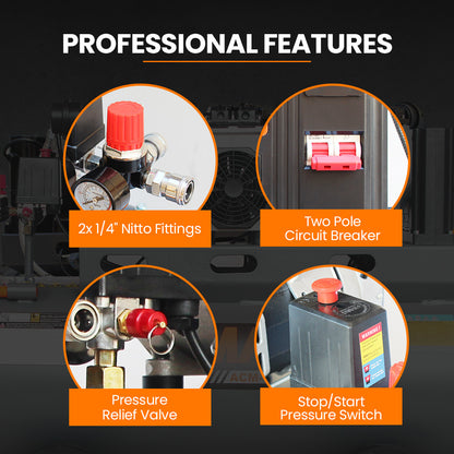 150L Ultra-Quiet Oil-Free Electric Air Compressor with Quad Motor, 4.5 HP