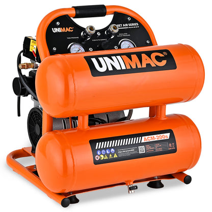 20L Twin-Tank Silent Air Compressor, 1.1HP Portable Oil-Free Electric
