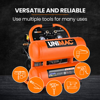 20L Twin-Tank Silent Air Compressor, 1.1HP Portable Oil-Free Electric
