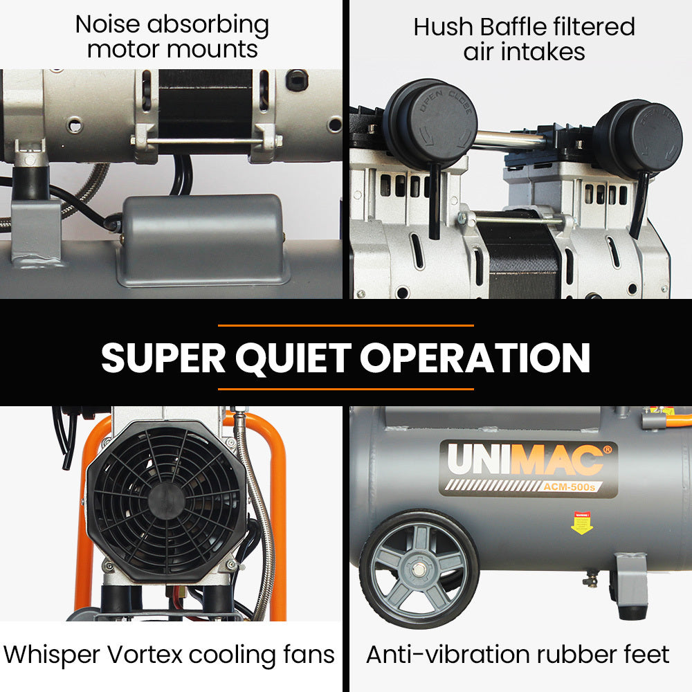 40L 2.0HP Silent Oil-Free Electric Air Compressor with Twin Outlets, Portable