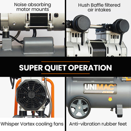 40L 2.0HP Silent Oil-Free Electric Air Compressor with Twin Outlets, Portable
