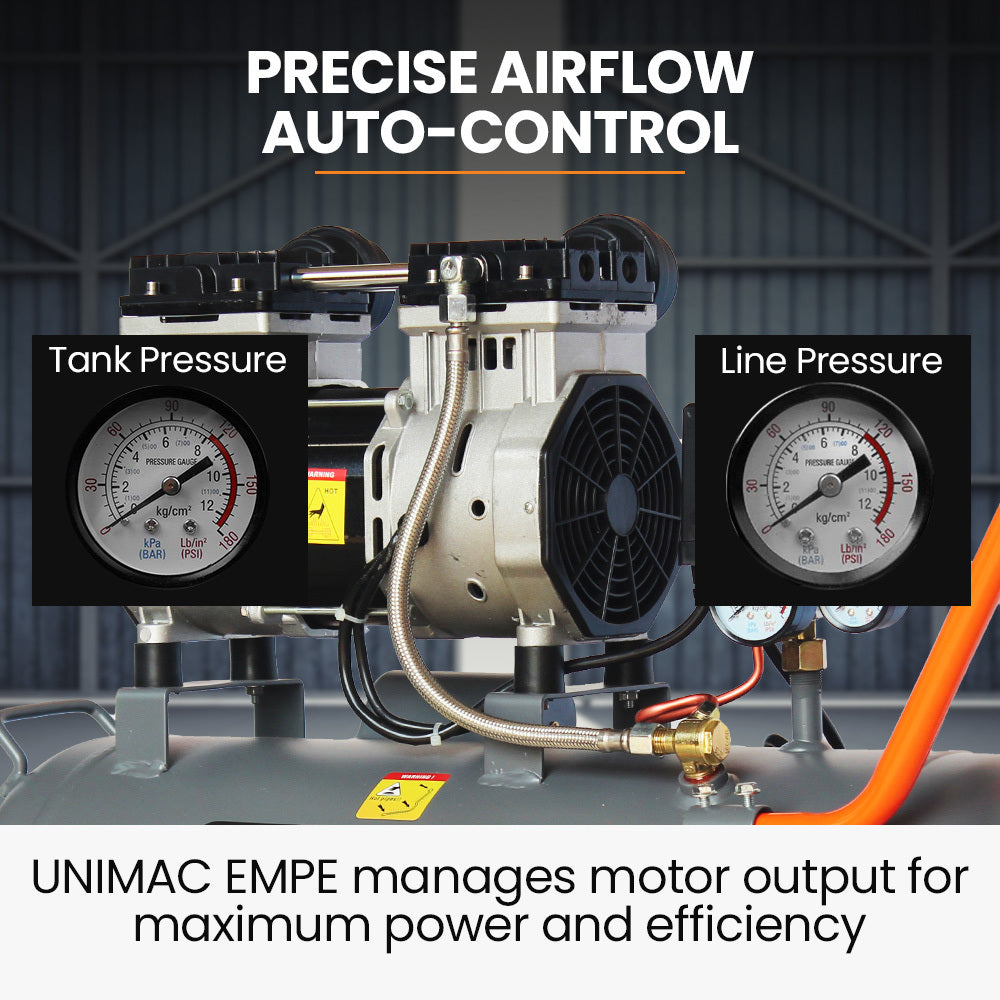 40L 2.0HP Silent Oil-Free Electric Air Compressor with Twin Outlets, Portable